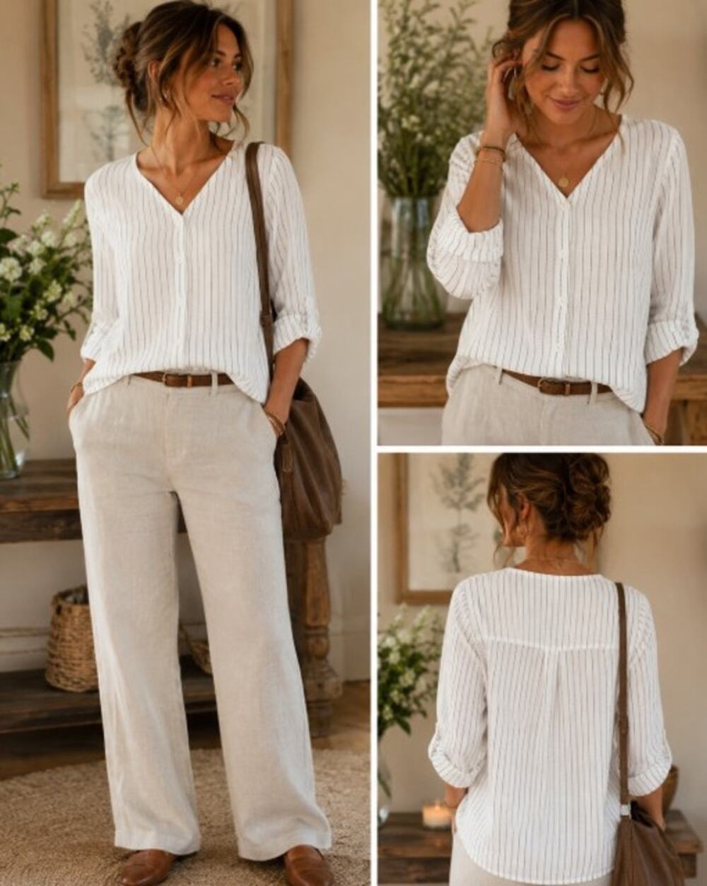 Hot Kiss Women's White Pinstripe Button Front Blouse Size 1X Business Casual